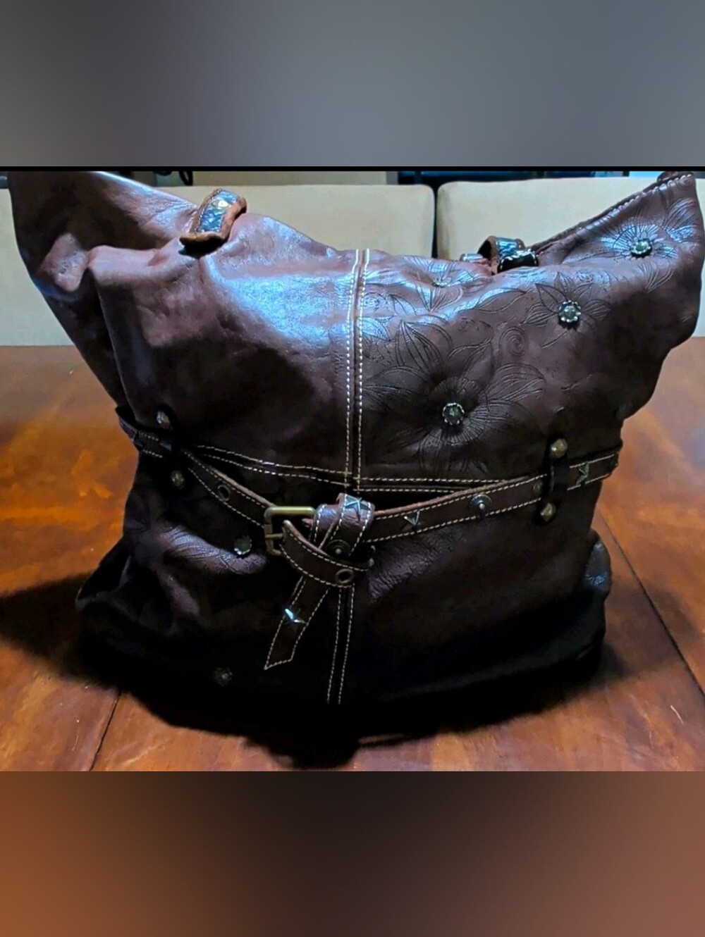 Quiet Luxury Vintage Costanza Rota Italian Western Core Leather Bag Studded